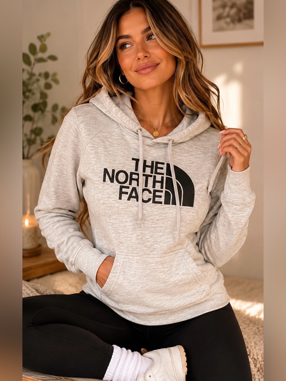 The North Face Light Gray Logo Pullover Hoodie